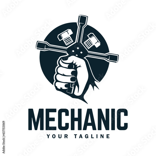Vintage mechanic logo vector illustration. Car, auto, repair service logo business.