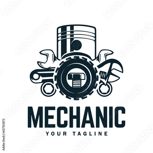 Vintage mechanic logo vector illustration. Car, auto, repair service logo business.