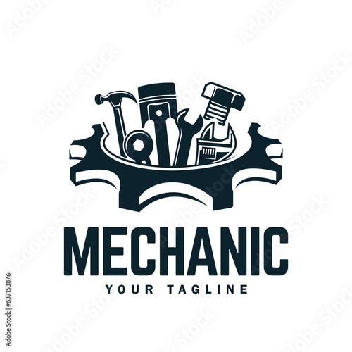 Vintage mechanic logo vector illustration. Car, auto, repair service logo business.