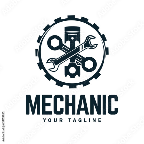 Vintage mechanic logo vector illustration. Car, auto, repair service logo business.