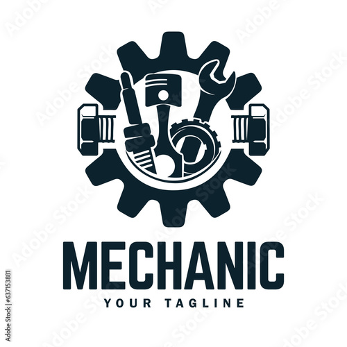 Vintage mechanic logo vector illustration. Car, auto, repair service logo business.