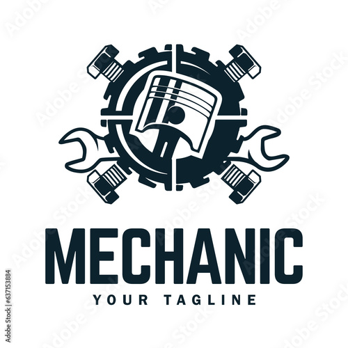 Vintage mechanic logo vector illustration. Car, auto, repair service logo business.