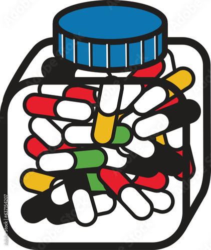 Medicine Bottle Full of Tablets and Pills