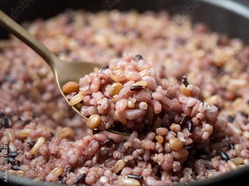 Rice Cooked in an Iron Pot photo