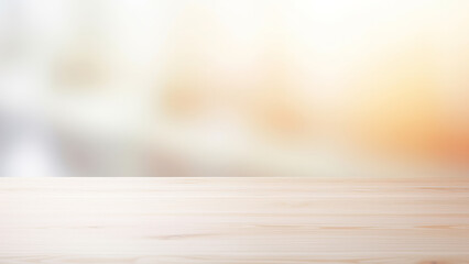 Empty wooden table on blurred background with smooth table surface texture. High quality photo