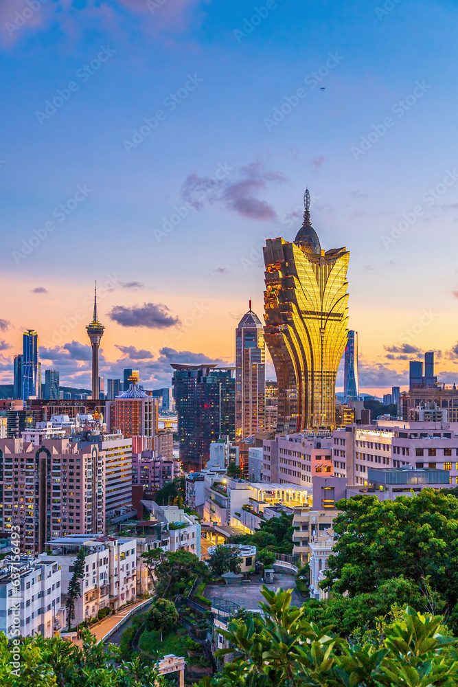 Naklejka premium Beautiful cityscape of Macau downtown