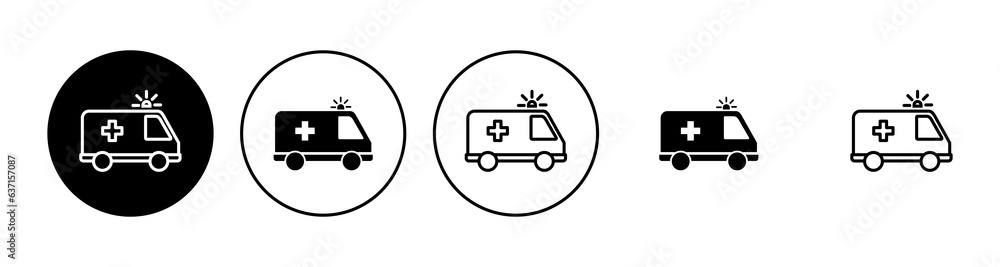 Fototapeta premium Ambulance icon set. ambulance truck icon vector. ambulance car