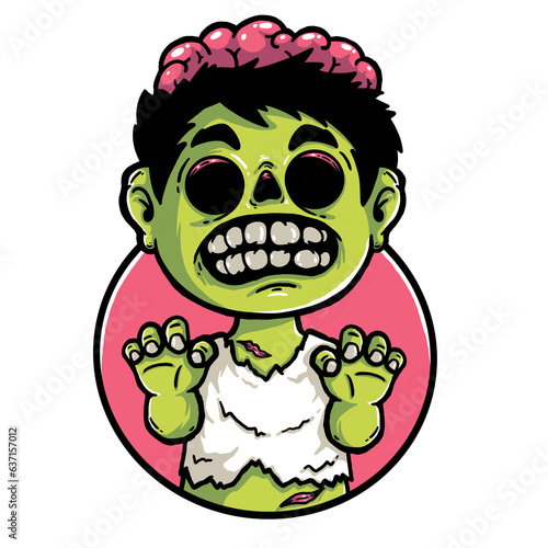 Cartoon zombie with brain 