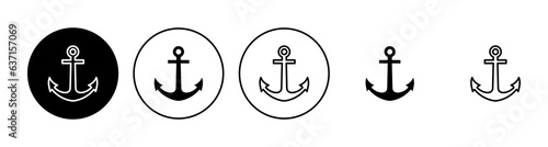 Anchor icon set. Anchor symbol logo. Anchor marine icon.