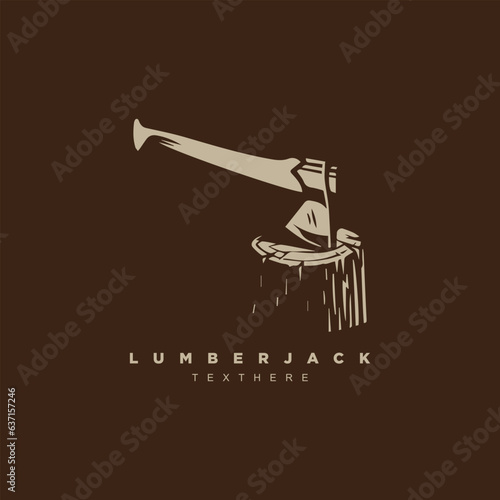 Vintage retro lumberjack axe logo design element