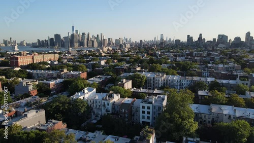 Aerial view of Brooklyn, New York City on a summer morning photo