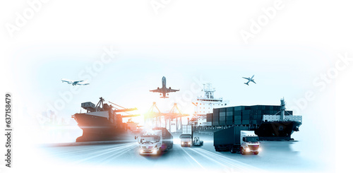 Fotografia Global business logistics import export of containers cargo freight ship loading
