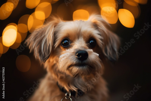 a cute dog on a blurred background