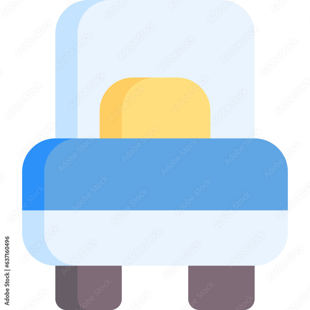 Single bed in flat icon. Hotel, rest, bedroom Single bed in flat icon. Hotel, rest, bedroom