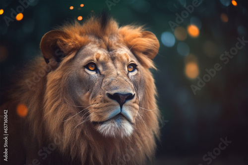 a cool lion on a blurred background