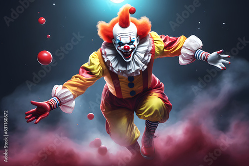 Portrait of a scary clown. Generative AI