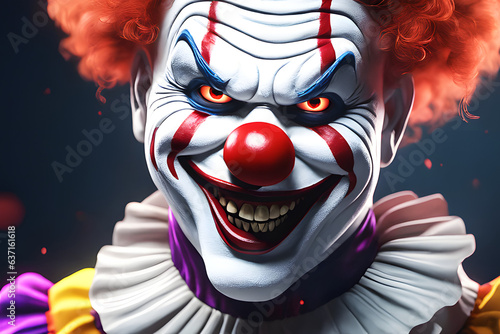 Portrait of a scary clown. Generative AI