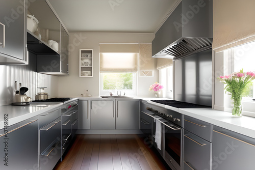 Fotografie, Obraz modern minimalist kitchen interior