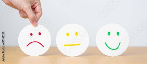 Emotion face paper, Mental health Assessment, Psychology, Health Wellness, Feedback, Customer Review, Experience, Satisfaction Survey, Opinion, Evaluation and World Mental Health day