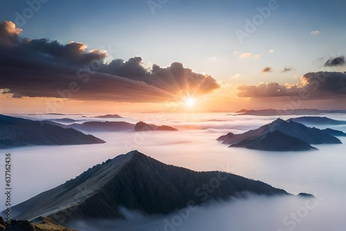 sunrise over the mountains Generated Ai