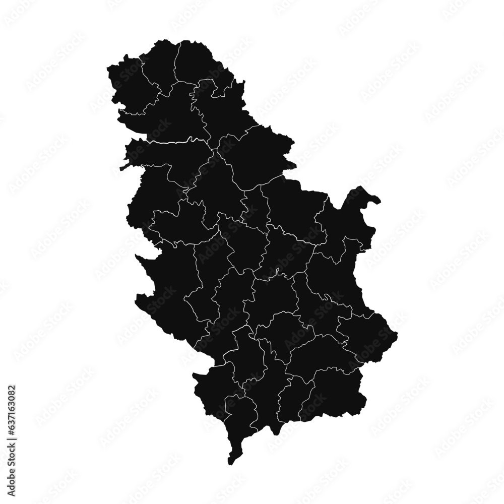 Abstract Serbia Silhouette Detailed Map