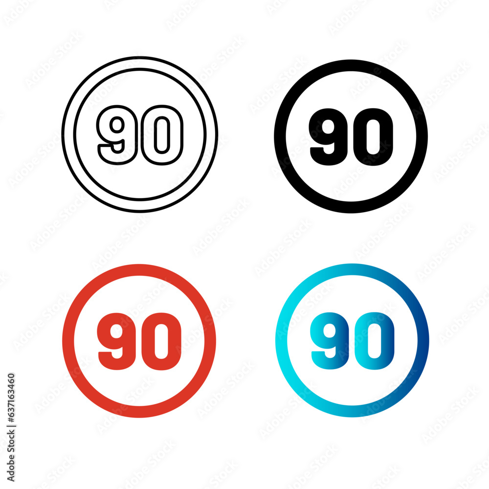 Abstract Speed Limit 90 Silhouette Illustration
