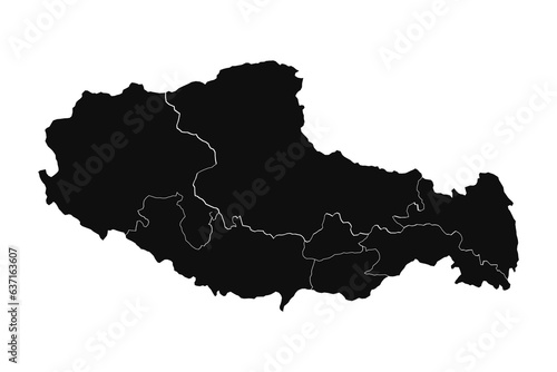 Abstract Tibet Silhouette Detailed Map