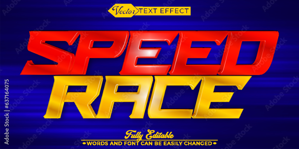 Cartoon Speed Race Vector Editable Text Effect Template