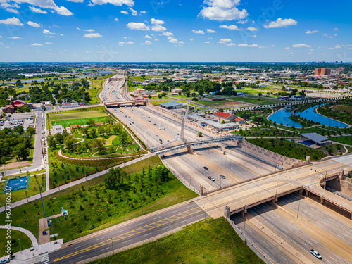 Aerial view of Skydance Bridge and cityscape photo