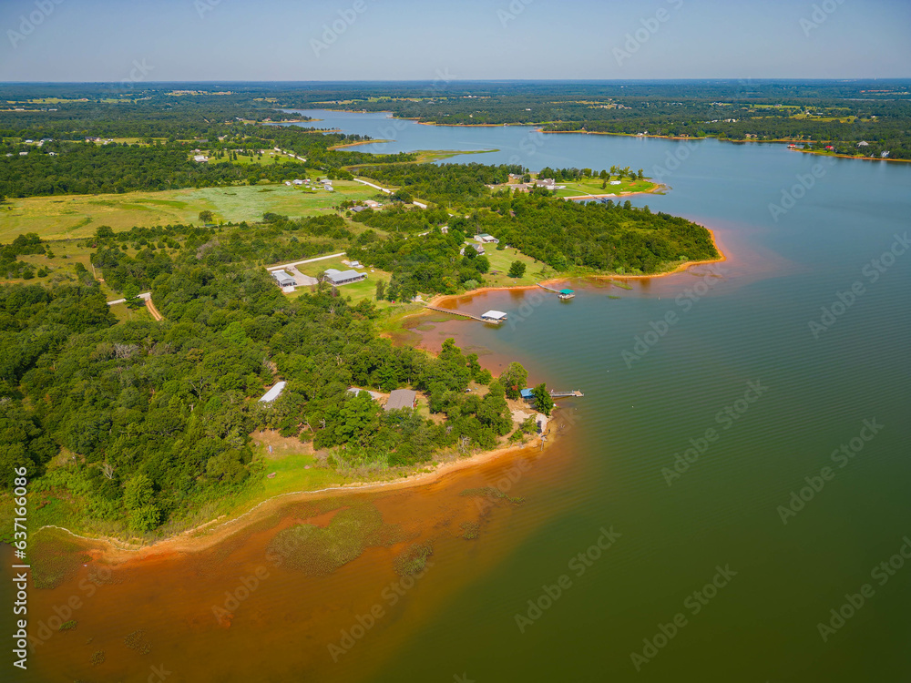 Aerial view of the landscape of Shawnee Reservoir
