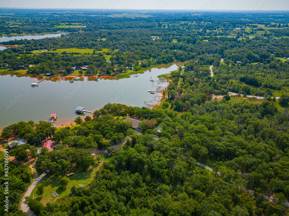 Aerial view of the landscape of Shawnee Reservoir