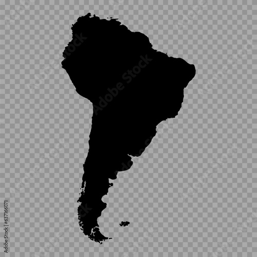 Transparent Background South America Simple map