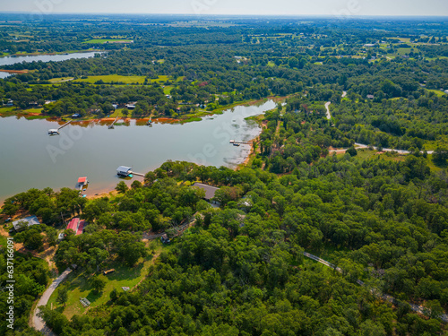 Obraz na płótnie Aerial view of the landscape of Shawnee Reservoir w salonie