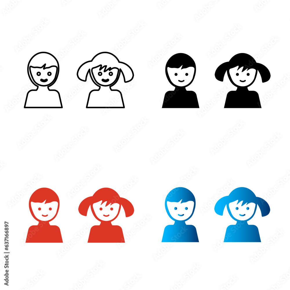 Abstract Children Silhouette Illustration