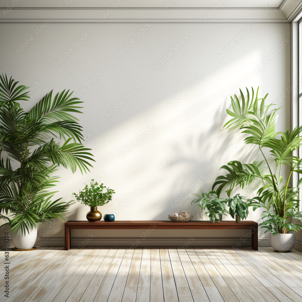 Interior mock up Modern Living Room with Green Plants, Sofa And Green Wall Background Interior mock up Modern Living Room with Green Plants, Sofa And Green Wall Background