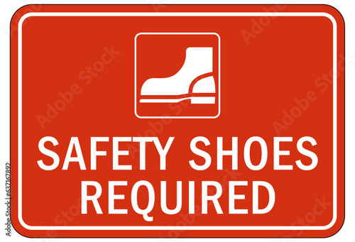 Wear safety shoes sign and labels safety shoes required