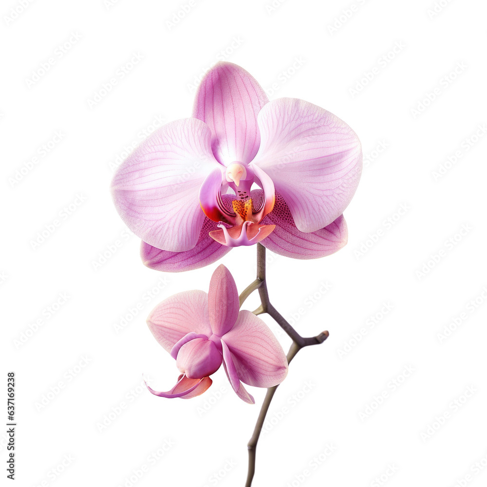 Fototapeta premium Close up shot of isolated violet orchid on transparent background