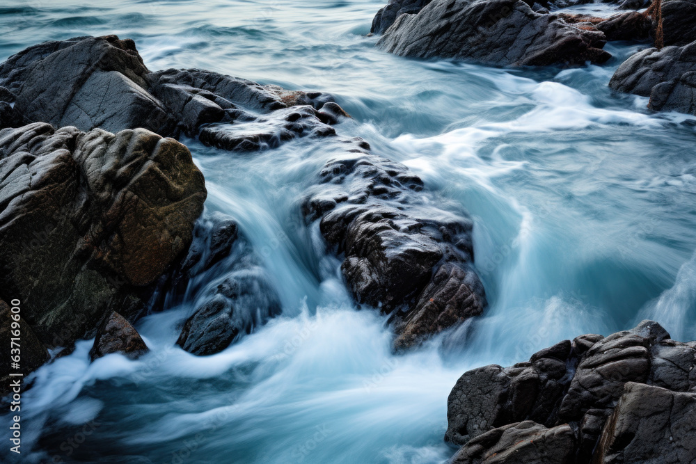 Landscape with water and rocks (AI Generated) 