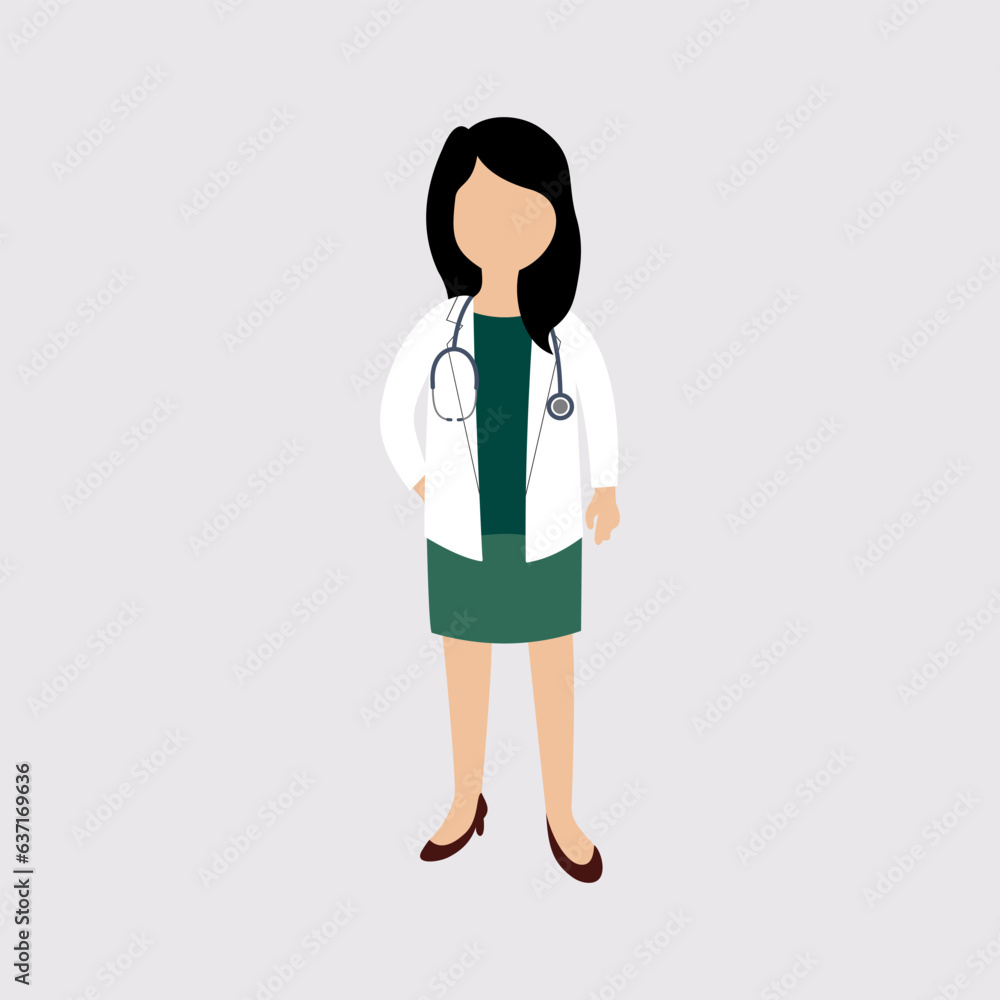 Woman doctor flat design vector illustration
