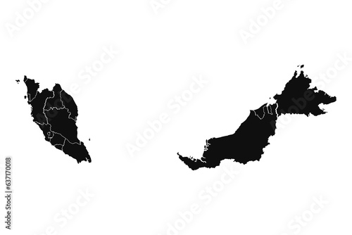 Abstract Malaysia Silhouette Detailed Map