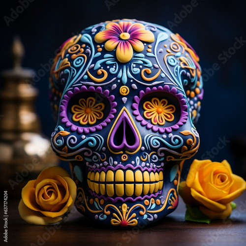 Festive Delights: Mexican Day of the Dead Celebration with Vibrant Sugar Skull