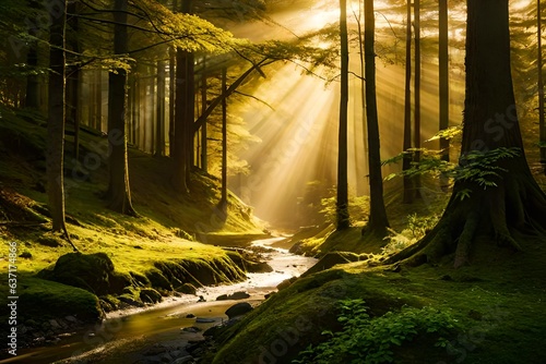 sunset in the forest