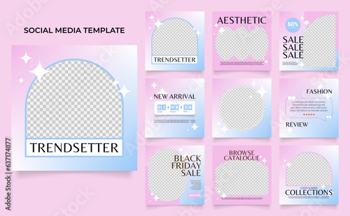 social media template banner blog fashion sale promotion. fully editable instagram and facebook square post frame puzzle organic sale poster. fresh yellow element shape vector background