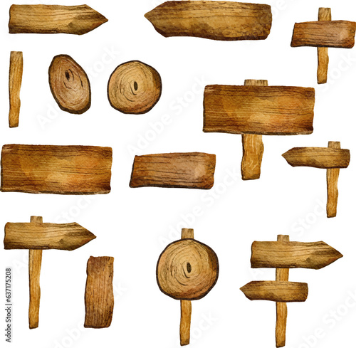 set of wooden signs