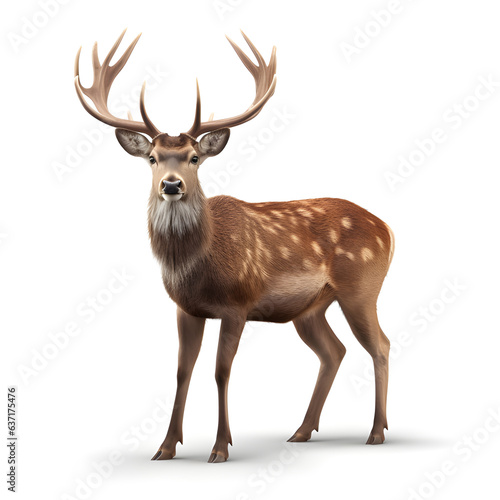 Red deer stag in front of a white background. AI generetive © sticker2you