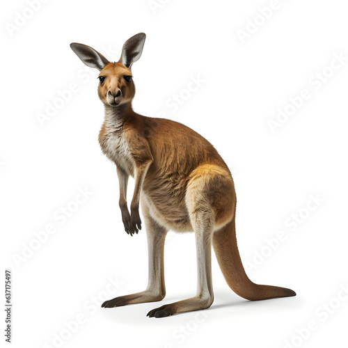 Red kangaroo on white background. AI generetive © sticker2you