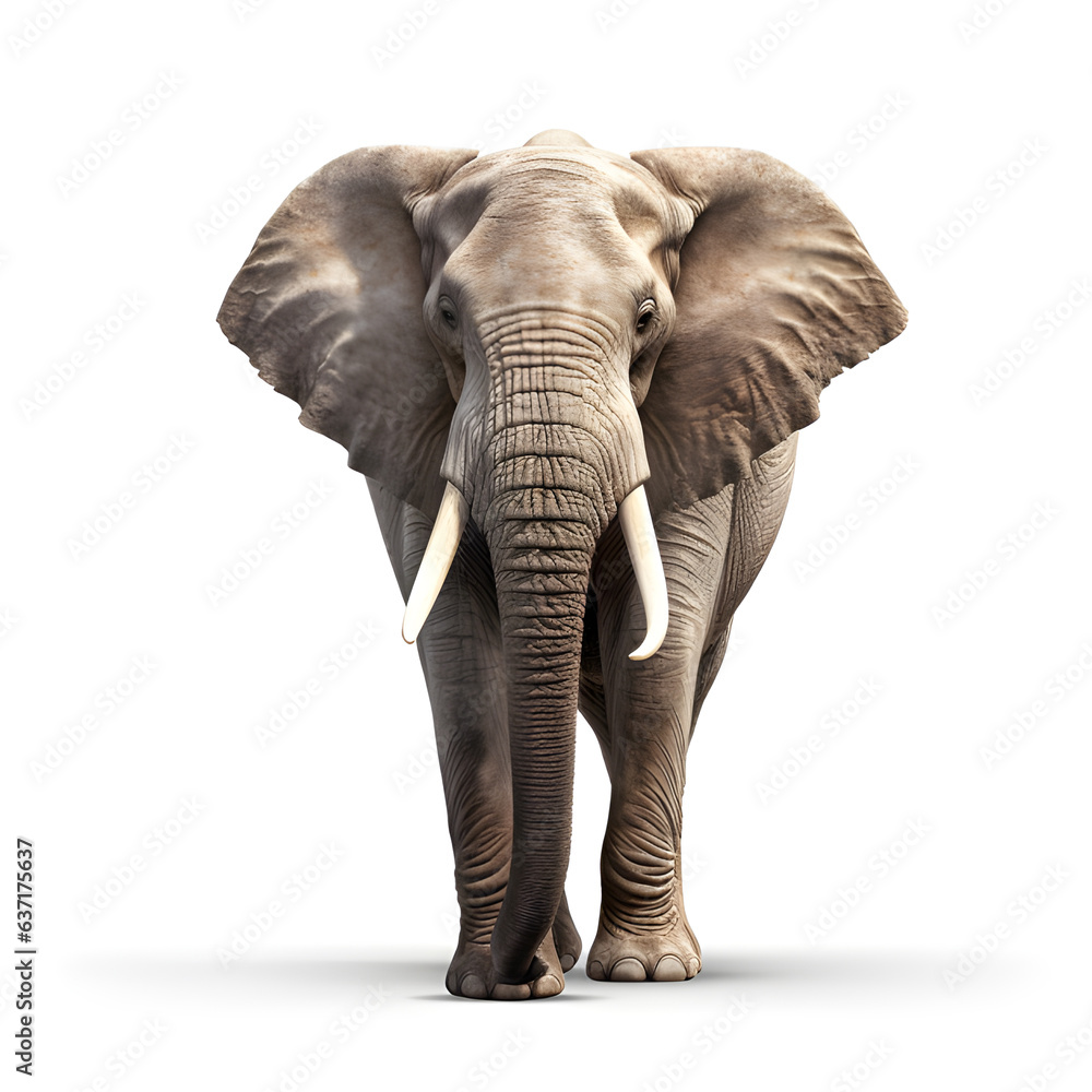 Elephant isolated on white background. AI generetive