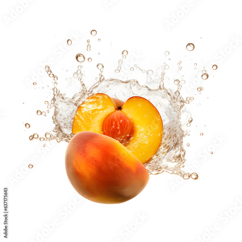 Fresh apricots in water splash. AI generetive