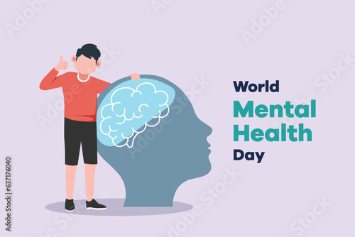 Psychology. World mental health day concept. Colored flat vector illustration isolated. 
