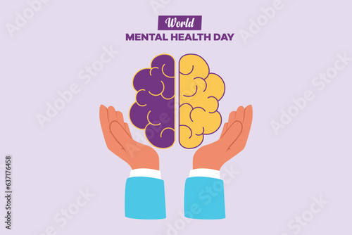 Psychology. World mental health day concept. Colored flat vector illustration isolated. 